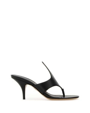 Ferragamo Lyrai Leather Thong Sandals With 7 Cm Heel - Black