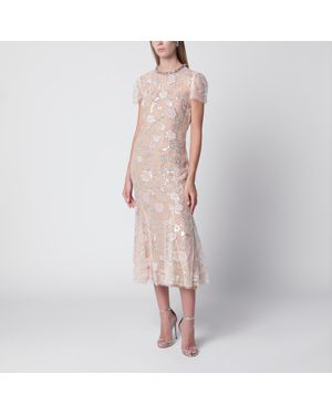 Self-Portrait Floral Sequin Midi Dress - Pink