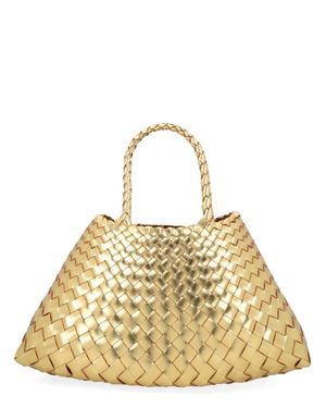 Dragon Diffusion Santa Croce Handbag With Two Top Handles And Interwoven Design - Metallic