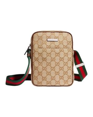 Gucci Gg Canvas Mini Crossbody Bag With Adjustable Strap, 20 Cm X 14 Cm X 4 Cm - Natural