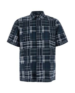 ERL Short-Sleeve Check Cotton Shirt - Blue