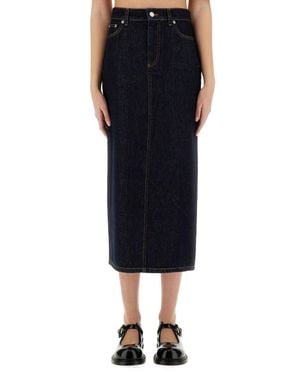 Moschino Classic High-Waisted Long Denim Skirt - Blue