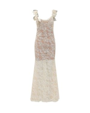 Self-Portrait Lace Square Neck Maxi Dress - White