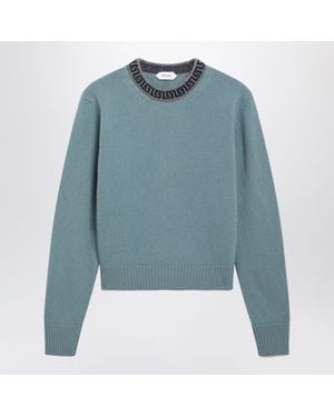 Versace Light Wool And Cashmere Crewneck Sweater - Blue