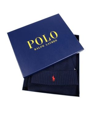 Polo Ralph Lauren Logo Scarf And Beanie Set - Blue