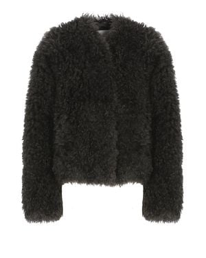 Stand Studio Straight Faux Fur Charlotte Jacket - Black
