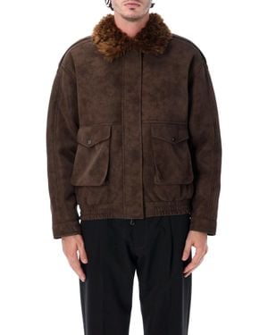 S.W.O.R.D Eco-Shearling Aviator Jacket With Suede-Effect Exterior - Brown
