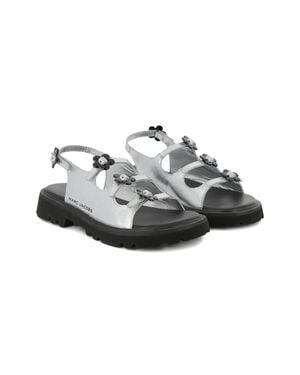 Marc Jacobs Adjustable Closure Mini Sandals With Floral Accents - Gray