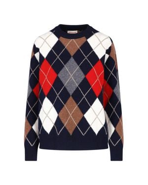 &Daughter Argyle Wool Sweater - Blue