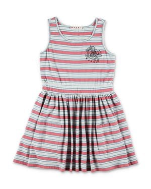 Marni Sleeveless Striped Mini Dress - White