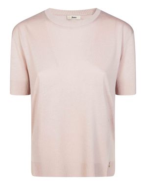 Herno Stylish T-Shirt With Bordi Design - Pink