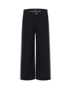 Patrizia Pepe Wide-Leg Denim Pants - Black