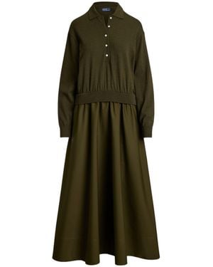 Ralph Lauren Wool-Bodice Dress - Green