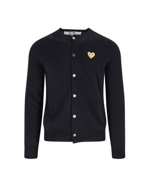 COMME DES GARÇONS PLAY 100% Wool Sweater With Heart Logo - Blue