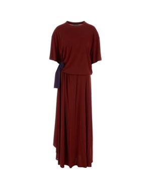 Balenciaga Crepe T-Shirt Mini Dress - Red