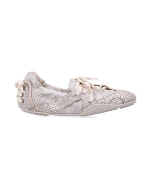 Acne Studios Lace-Up Leather Ballet Shoes - White