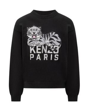 KENZO Mini Tiger Graphic Knit Sweater - Black