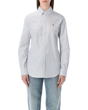 Polo Ralph Lauren Slim-Fit Striped Oxford Shirt - Gray