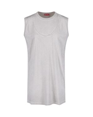 DIESEL Cotton Mini Dress With Statement Logo Detail - Gray
