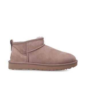UGG No Brand-Classic Ultra Mini Suede Boots For With Sheepskin Lining - Brown