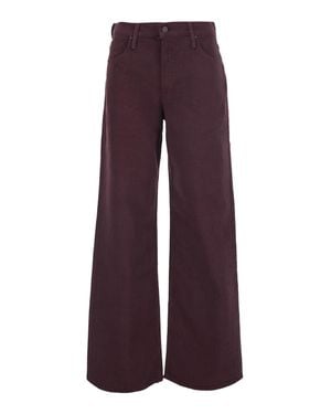 Mother The Rerun Zip Sneak Jeans With Belt Loops And Logo Embroidery On Back For - Purple