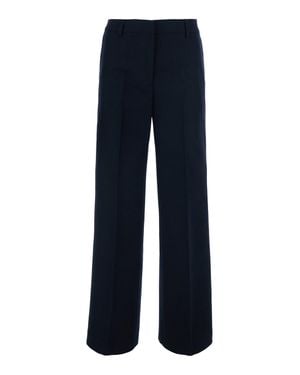 PT Torino Blend Wool & Cotton Straight-Leg Pants With Back Welt Pocket - Blue