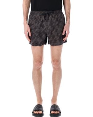 Fendi Ff Nylon Swim Trunks - Black
