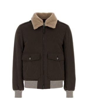 Brunello Cucinelli Dark Cotton-Blend Bomber Jacket - Black