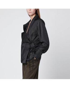 Dries Van Noten Wrap Shirt With Jacquard Texture - Black