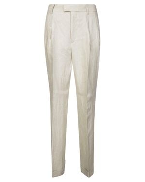 Berwich Stylish Pants With Double Pleat - White