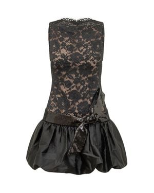 Self-Portrait Inspired Lace Bubble Hem Mini Dress - Black