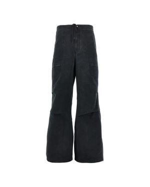 Entire studios Cotton Drawstring Wide Leg Pants - Black