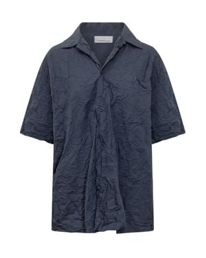 GONGDID DESIGN Sleek Sleeves Cut Shirt With Front Closure - Blue