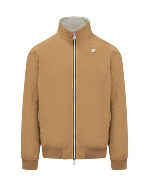K-Way Mini Jacket With High Neck And Front Zip - Natural