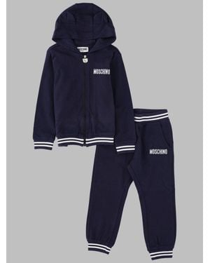 Moschino Boys Zipper Sweatshirt And Pants Set - Blue