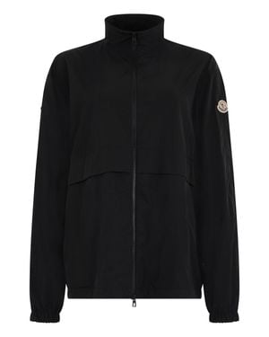 Moncler High-Collar Zip Windbreaker Jacket - Black