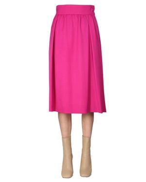 Moschino Flared Midi Skirt With Side Button - Pink
