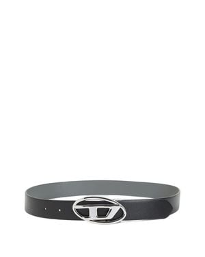 DIESEL Reversible Leather Belt With Oval D-Shaped Buckle - White
