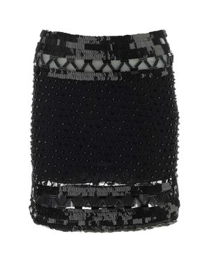 Alberta Ferretti Embellished Mesh Mini Skirt - Black