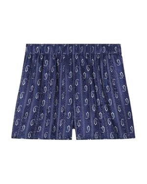 Tory Burch Printed Silk Blend Shorts - Blue