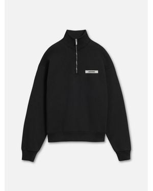 Jacquemus Grosgrain-Textured Knit Crewneck Sweater - Black