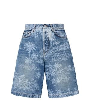 Amiri Chateau Palms Denim Short - Blue