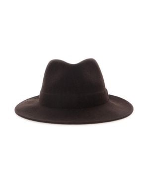 Twinset Wool Hat With Wide, Low Brim And Logo Lettering - Black