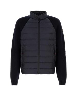 Moncler Midnight Wool-Blend Knit Jacket For - Blue