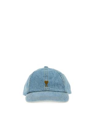 Ami Paris Denim Baseball Cap - Blue