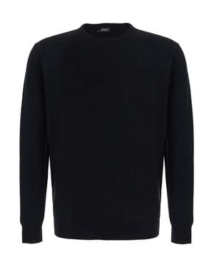 Le Plain Round Neck Cashmere Sweater With Long Sleeves - Blue