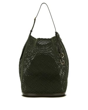 Alaïa Mesh Large Hip Bucket Handbag - Black
