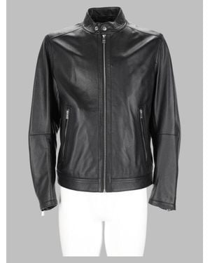 BOSS 100% Lamb Leather Sports Jacket - Black