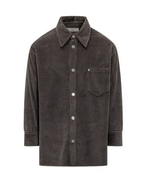 Ami Paris Textured Button-Up Overshirt For Fall 2025 - Gray