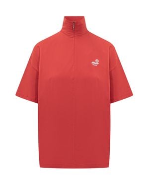 MSGM Cut-Out Sleeve Zip T-Shirt - Red